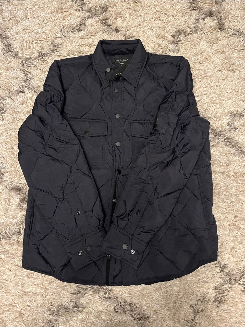 Rag and Bone padded dane shirt jacket. Black. Mens size small. New with tags.